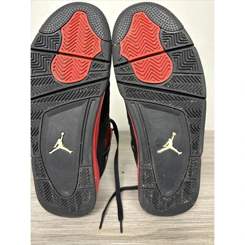 Jordan Air Jordan 4 Retro Mid Top Sneakers Black/White/Red 136013-088 SZ 10